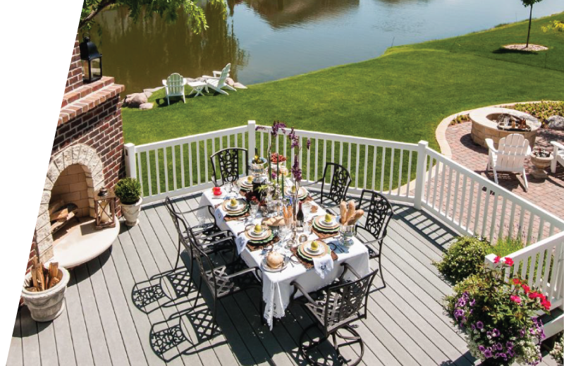 Backyard with Deck Patio and Fireplace