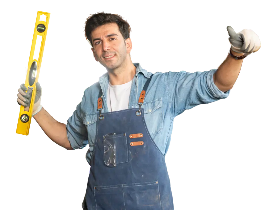 Carpenter holding level